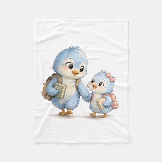 Blauwe Vogel Broer en Zus Knus Fleece Deken (Voorkant)