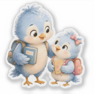 Blauwe Vogel Broer Vinyl Sticker Uitgestanste Vorm