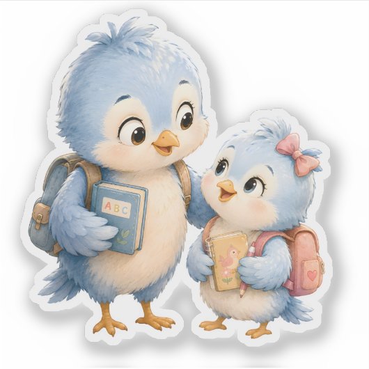 Blauwe Vogel Broer Vinyl Sticker Uitgestanste Vorm (Voorkant)