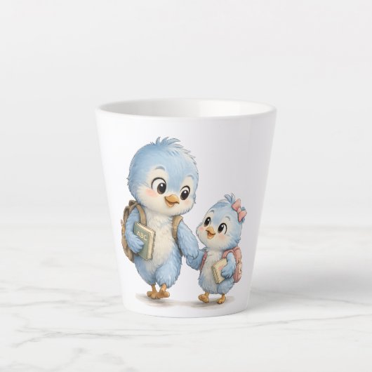 Blauwe Vogel Broer Zus Latte Mok (Voorkant)