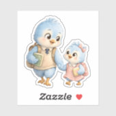 Blauwe Vogel Broer Zus Uitgestanste Sticker (Vel)