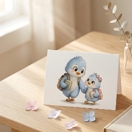 Blauwe Vogel Broers en Zussen Bedankkaart