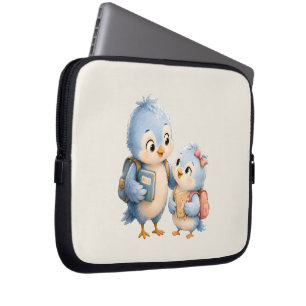 Blauwe Vogel Broers en Zussen Gadget Opbergtas Laptop Sleeve
