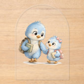 Blauwe Vogel Broers en Zusters Acryl Uitnodiging (Voorkant)