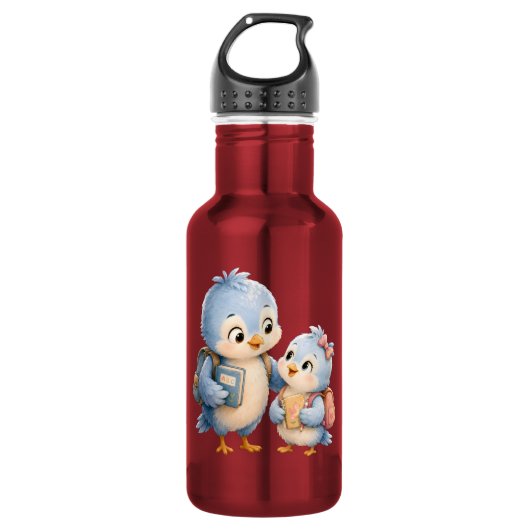 Blauwe Vogel Broers en Zusters Waterfles (Voorkant)