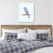 Blauwe vogel canvas afdruk (Insitu (Slaapkamer))