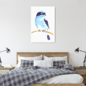 Blauwe vogel canvas afdruk (Insitu (Slaapkamer))