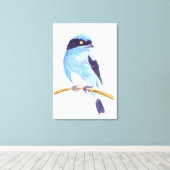 Blauwe vogel canvas afdruk (Insitu (Houten vloer))