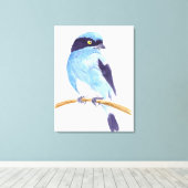 Blauwe vogel canvas afdruk (Insitu (Houten vloer))