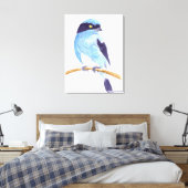 Blauwe vogel canvas afdruk (Insitu (Slaapkamer))