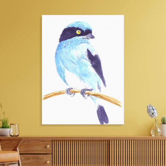 Blauwe vogel canvas afdruk (Insitu (Woonkamer))