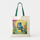 Blauwe Vogel Citatentas Tote Bag (Achterkant)