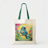 Blauwe Vogel Citatentas Tote Bag (Voorkant)