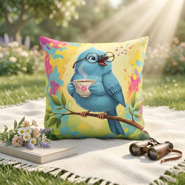 Blauwe Vogel Cozy Worpkussen  Kussen (Creator heeft geüpload)
