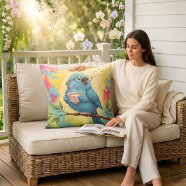 Blauwe Vogel Cozy Worpkussen  Kussen