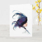 Blauwe-vogel dame kaart (Gele Bloem)