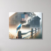 Blauwe Vogel Die Een Lied Zingt Canvas Afdruk (Voorkant)