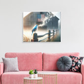 Blauwe Vogel Die Een Lied Zingt Canvas Afdruk (Insitu (Woonkamer))
