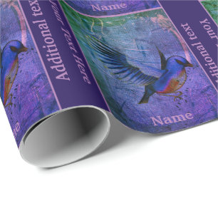 Blauwe Vogel Dier Kunst Persoonlijk Cadeaupapier