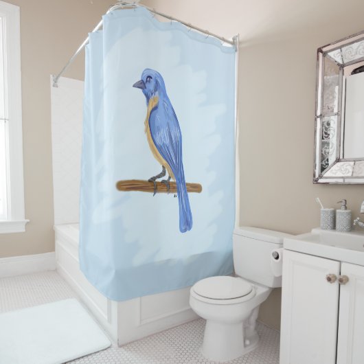 Blauwe vogel douchegordijn (In situ)