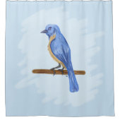 Blauwe vogel douchegordijn (Voorkant)