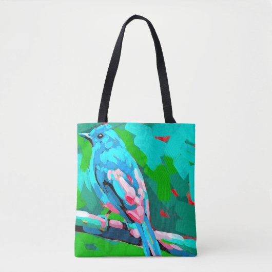 Blauwe Vogel dubbelzijdige Tote Tas (Voorkant)