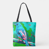 Blauwe Vogel dubbelzijdige Tote Tas (Achterkant)