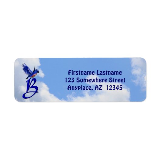 Blauwe Vogel Elegant Monogram Initiaal B Retouradr Etiket (Voorkant)