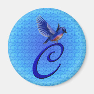 Blauwe Vogel Elegant Monogram Initiaal C Magneet