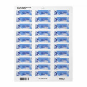 Blauwe Vogel Elegant Monogram Initiaal F Retouradr Etiket (Full Sheet)