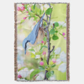 Blauwe Vogel en Appelbloesems Deken (Voorkant Verticaal)