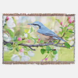 Blauwe Vogel en Appelbloesems Deken