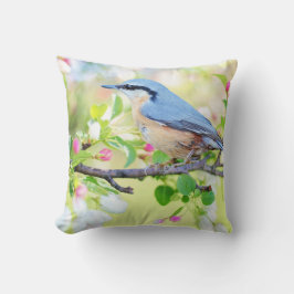 Blauwe vogel en appelbloesems kussen