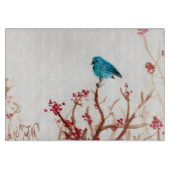 Blauwe vogel en bessen Glazen snijraad 11,5 x 8 Snijplank (Voorkant)