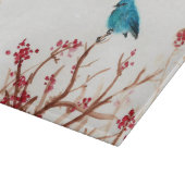 Blauwe vogel en bessen Glazen snijraad 11,5 x 8 Snijplank (Hoek)