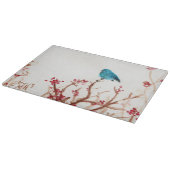 Blauwe vogel en bessen Glazen snijraad 11,5 x 8 Snijplank (Hoek)