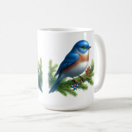 Blauwe Vogel en Bessen Vakantie Motief Koffiemok