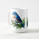 Blauwe vogel en bessen vakantiemotief koffiemok (Voorkant links)