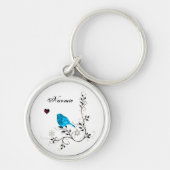 Blauwe vogel en Blauwe Hart Sleutelhanger (Voorkant)