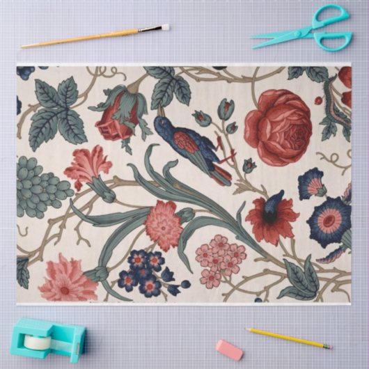 Blauwe vogel en bloemontledingspapier tissuepapier (Craft)