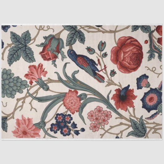 Blauwe vogel en bloemontledingspapier tissuepapier (Voorkant)