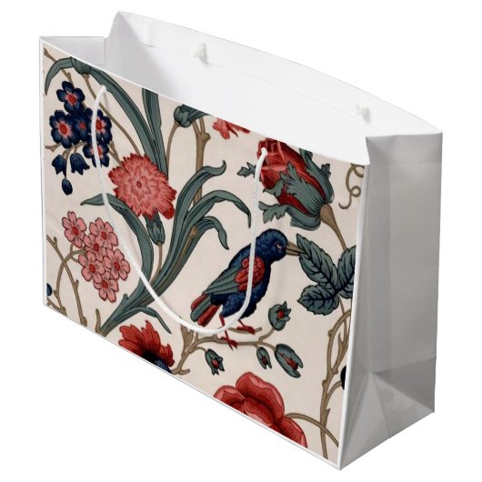 Blauwe vogel en florale cadeautas (Achterkant Gekanteld)