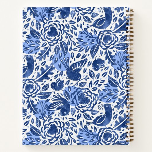 Blauwe vogel en hart geïllustreerd Dankbaarheidsjo Notitieboek (Achterkant)