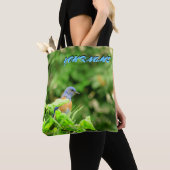 Blauwe vogel en jouw naam tote bag (Dichtbij)