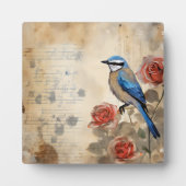 Blauwe vogel en Rozen 3 Fotoplaat (Voorkant)