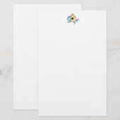 Blauwe Vogel en Vogelhuis Briefpapier (Voorkant / Achterkant)