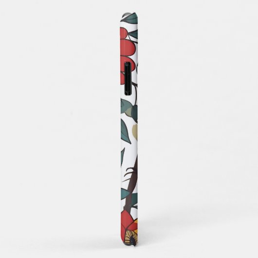 Blauwe Vogel en Wildflower Folk Art Case-Mate iPhone Case (Achterkant/rechts)