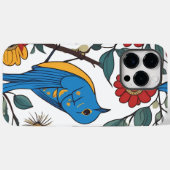 Blauwe Vogel en Wildflower Folk Art Case-Mate iPhone Case (Achterkant (horizontaal))