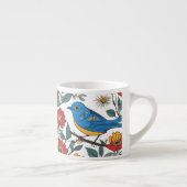 Blauwe Vogel en Wildflower Folk Art Espresso Kop (Rechts)