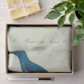 Blauwe Vogel Ephemera Decoupage Frans Script Tissuepapier (Geschenk)